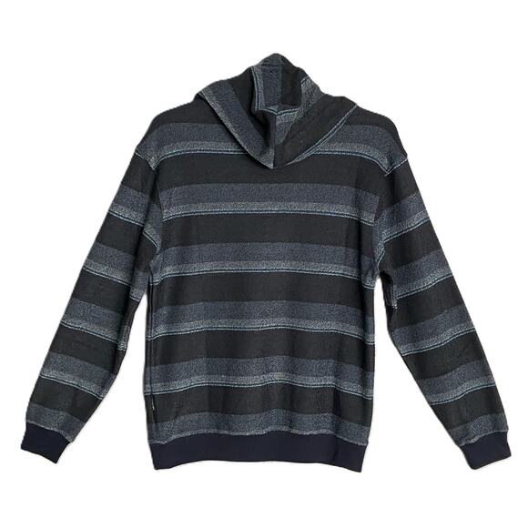 Quiksilver Pullover Hoodie Long Sleeve Men's Small Drawstring Blue Stripe NEW - Picture 4 of 13